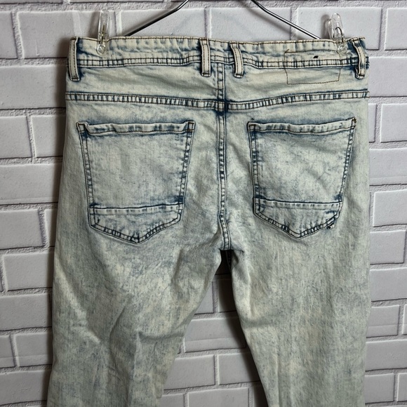 91 COTTON ON Vintage Acid Wash Skinny Jeans Light Wash Retro 90s Y2K/size 32 - Picture 6 of 8